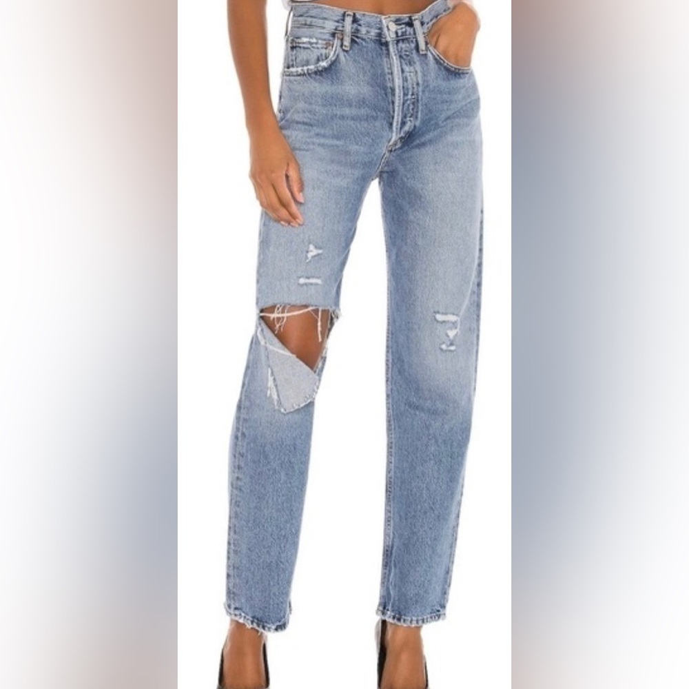 AGOLDE 90's Pinch Waist Straight leg Jeans High Rise Distressed Size 27